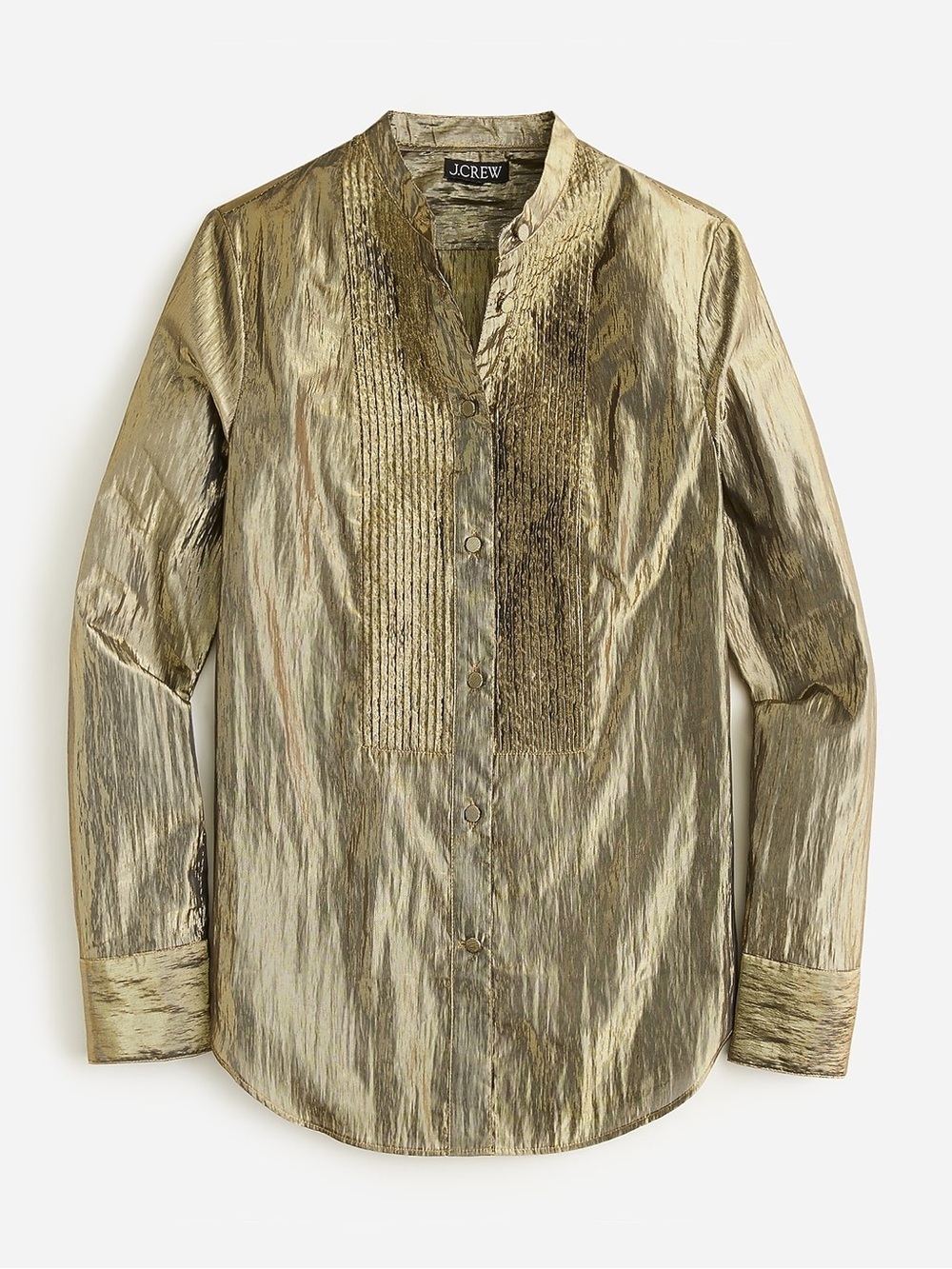J. Crew Metallic Slim-fit Tuxedo Shirt Gold Lamé